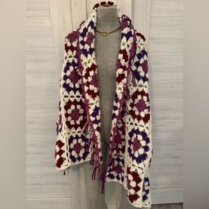 Oversized hand-knitted shawl or Small Blanket